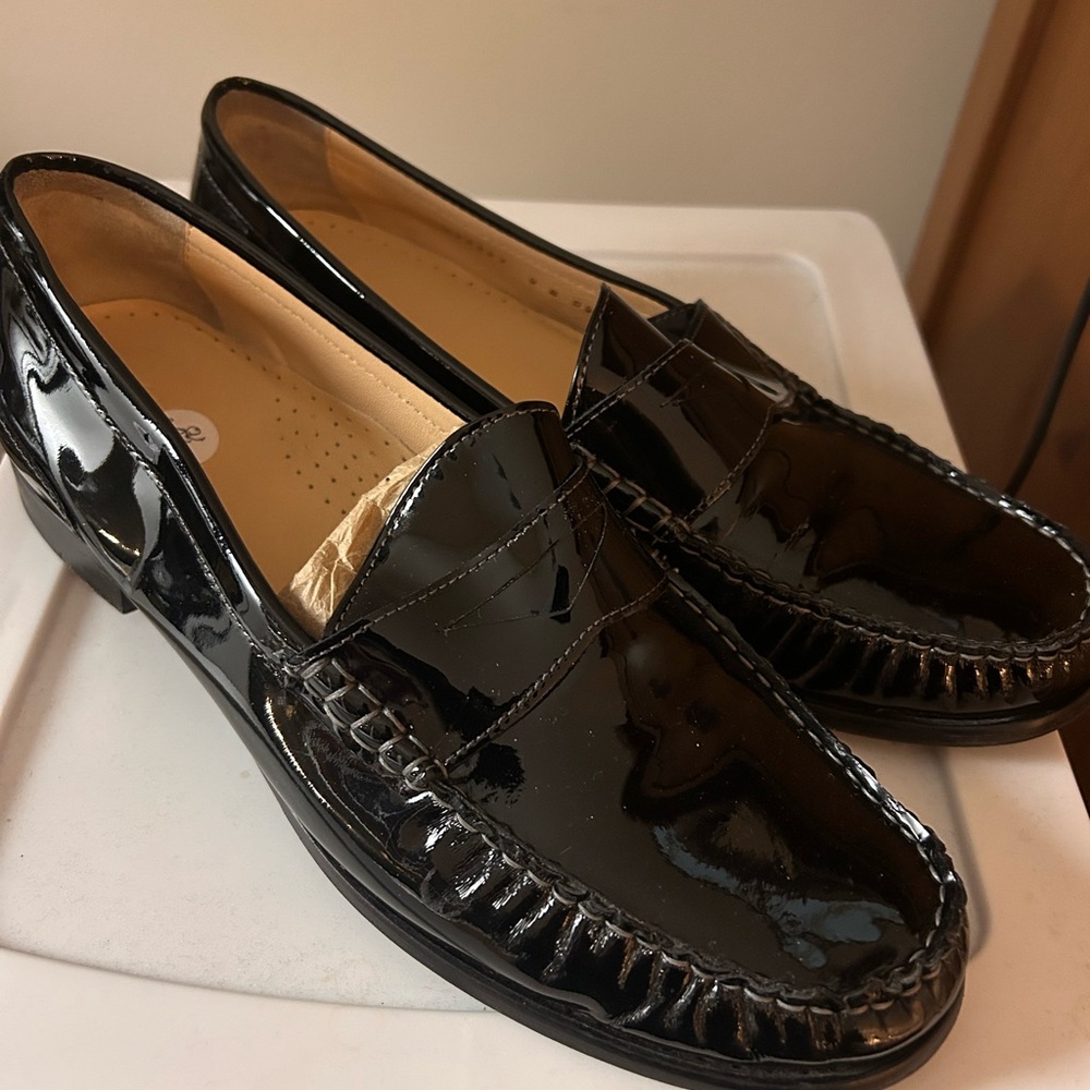 Shoes Women Cole Haan Nike Air Black Patent Leather Loafers Sz 9